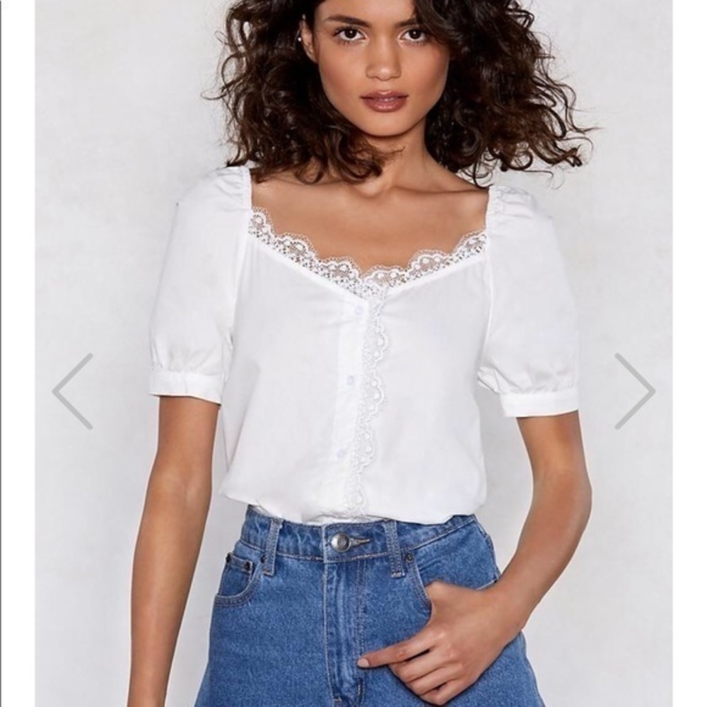 feminine blouse lace trip button down blouse